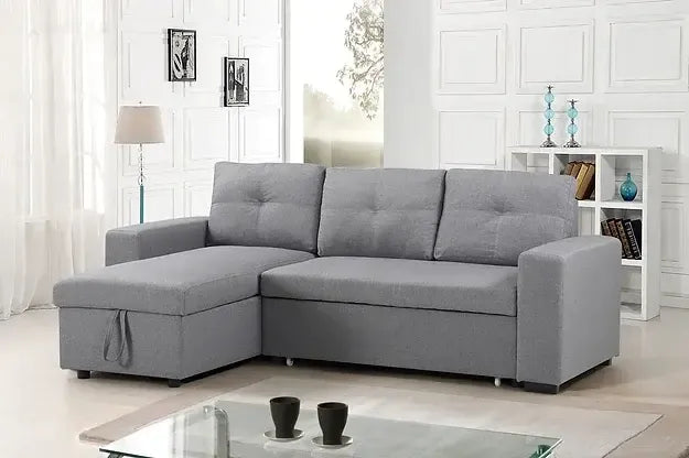 Grey Fabric Reversible Sofabed Sectional w Large Lift up Storage