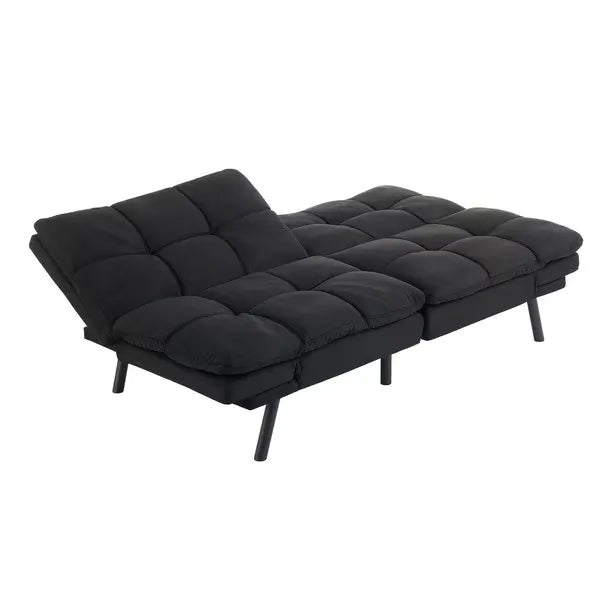 Sofa with Adjustable Backrest & Metal Legs,Small Space Sleeper , Black