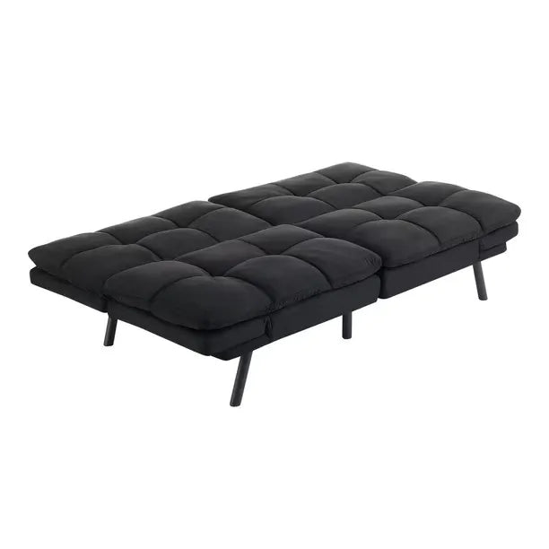 Sofa with Adjustable Backrest & Metal Legs,Small Space Sleeper , Black