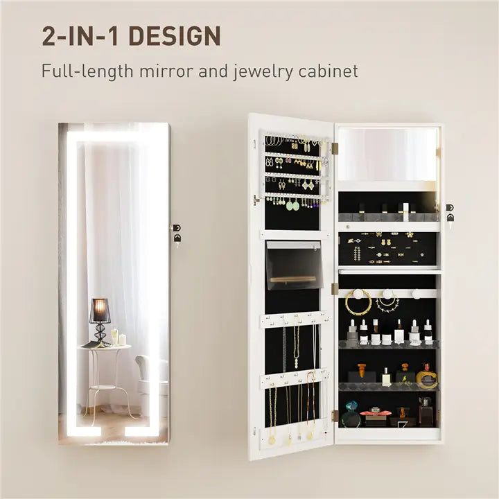 Illuminated Wardrobe Mirror & Jewelry Vault