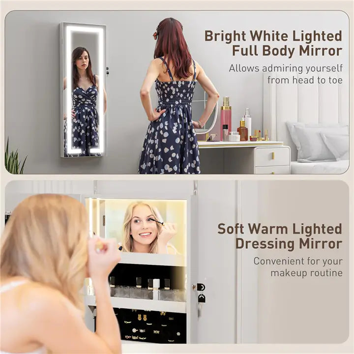 Illuminated Wardrobe Mirror & Jewelry Vault