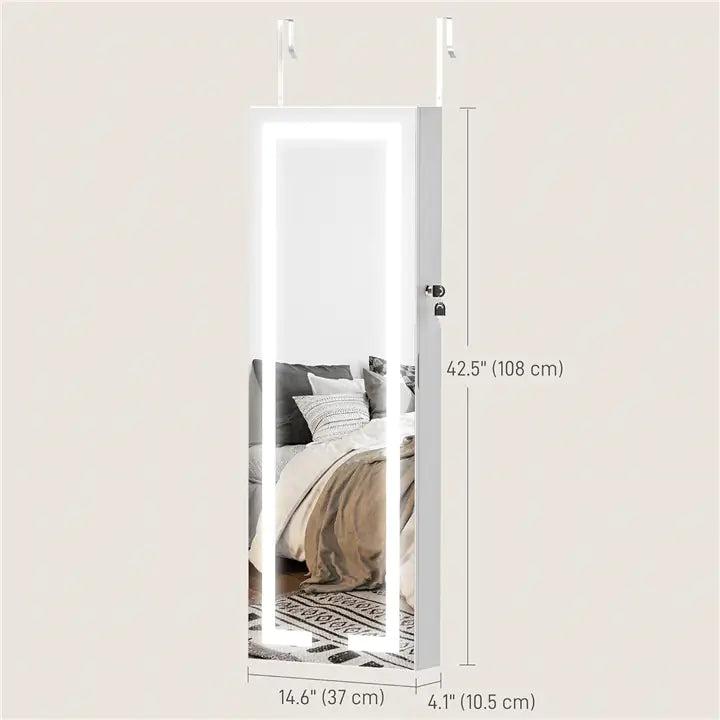 Illuminated Wardrobe Mirror & Jewelry Vault