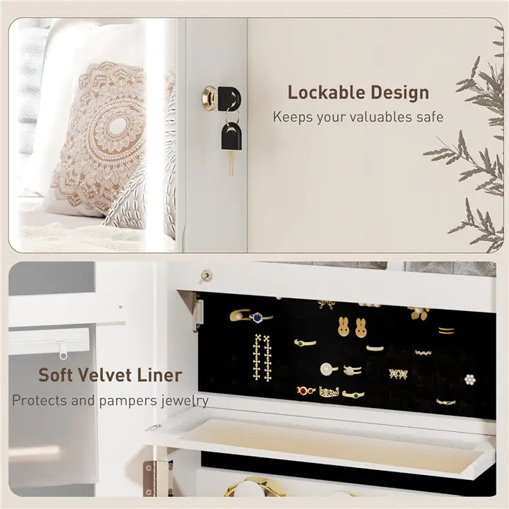Illuminated Wardrobe Mirror & Jewelry Vault