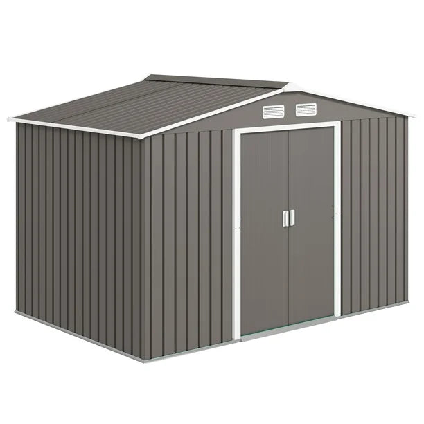 9.1'x 6.4' x 6.3' outdoor Storage Shed w/ Steel Foundation Kit