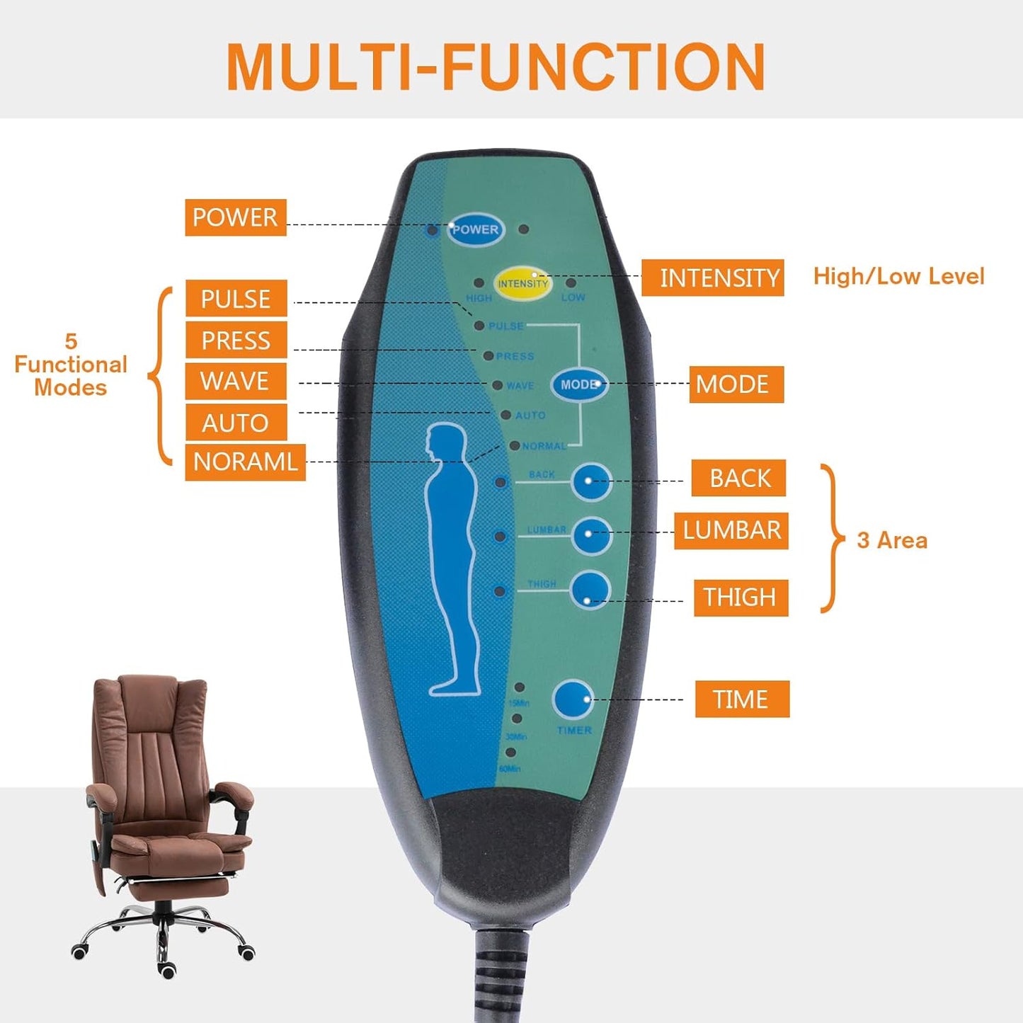 Massage Office Chair with 7-Point Vibration