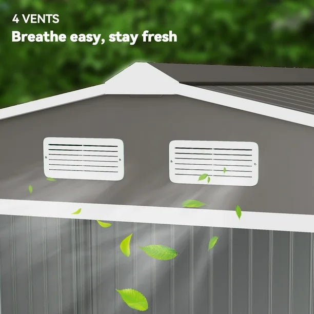 9.1'x 6.4' x 6.3' outdoor Storage Shed w/ Steel Foundation Kit