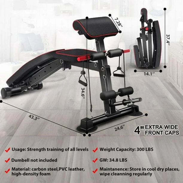 Foldable Heavy-Duty Adjustable Bench with Seven Angles