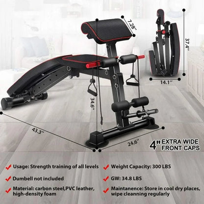 Foldable Heavy-Duty Adjustable Bench with Seven Angles