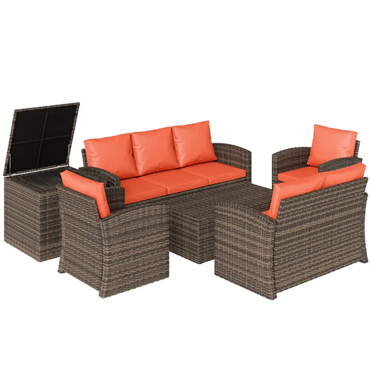 7-Seater Rattan Wicker Patio Sofa Set with Cushions