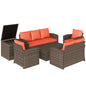 7-Seater Rattan Wicker Patio Sofa Set with Cushions