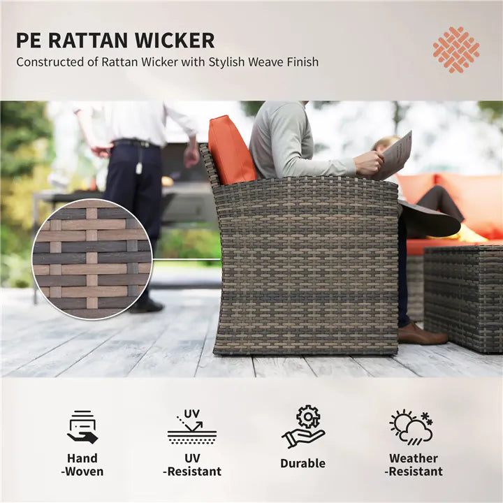7-Seater Rattan Wicker Patio Sofa Set with Cushions