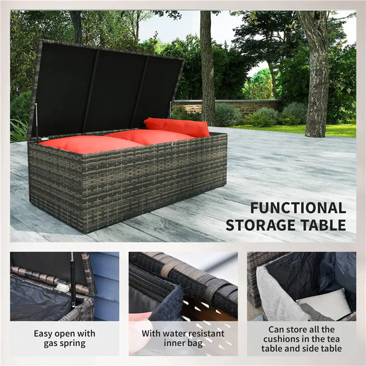 7-Seater Rattan Wicker Patio Sofa Set with Cushions