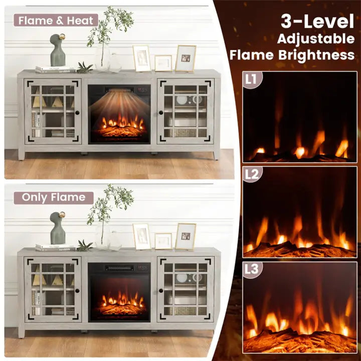 58 Inches TV Stand with 18 Inches Electric Fireplace Heater