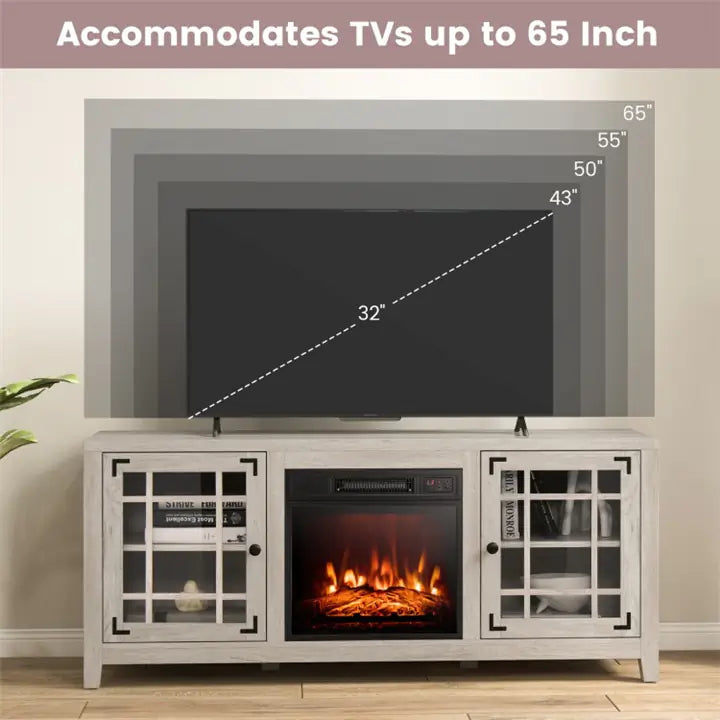 58 Inches TV Stand with 18 Inches Electric Fireplace Heater