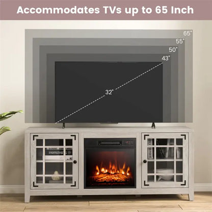 58 Inches TV Stand with 18 Inches Electric Fireplace Heater