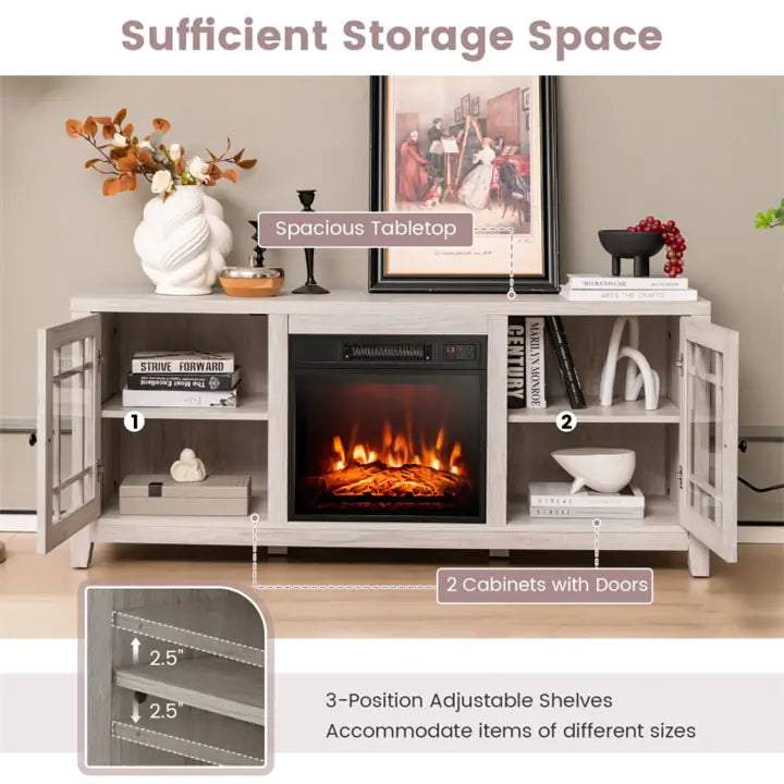 58 Inches TV Stand with 18 Inches Electric Fireplace Heater