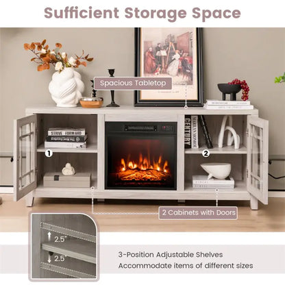58 Inches TV Stand with 18 Inches Electric Fireplace Heater
