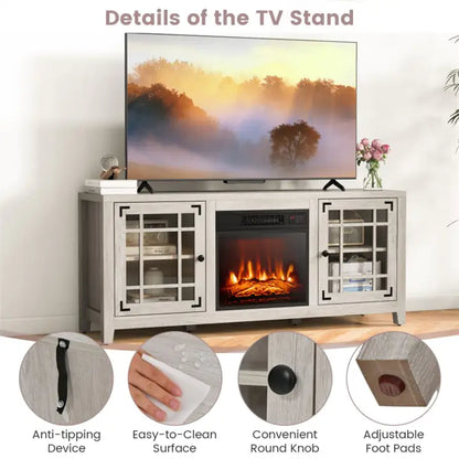 58 Inches TV Stand with 18 Inches Electric Fireplace Heater
