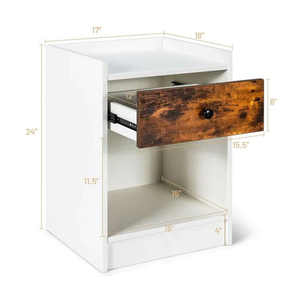 Set of 2 Nightstand with Drawer