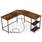 L Shaped Computer Desk with 2 Outlets and 2 USB Ports