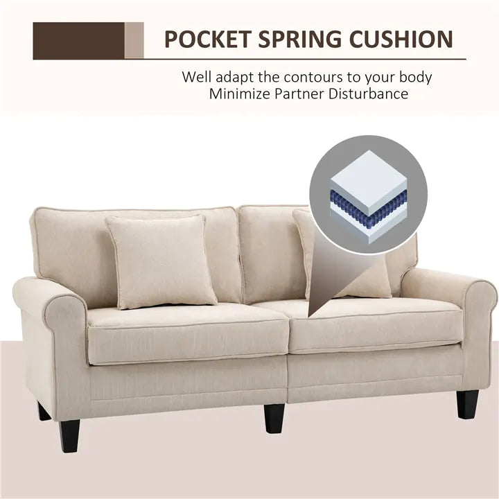 3-Seater Corduroy Sofa - Beige