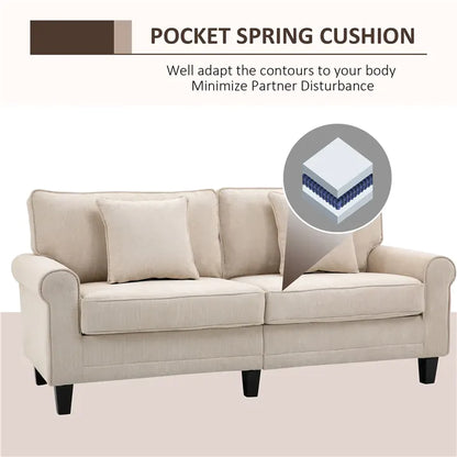 3-Seater Corduroy Sofa - Beige