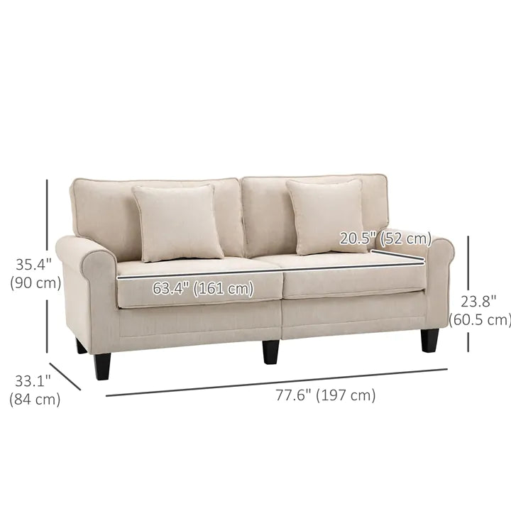 3-Seater Corduroy Sofa - Beige