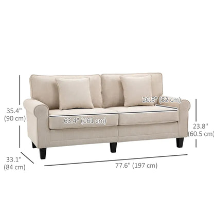 3-Seater Corduroy Sofa - Beige