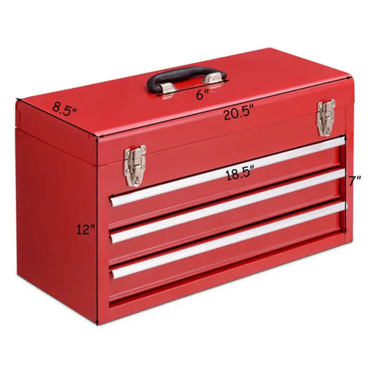 Portable 3 Drawers Mechanic Tool Cabinet Box