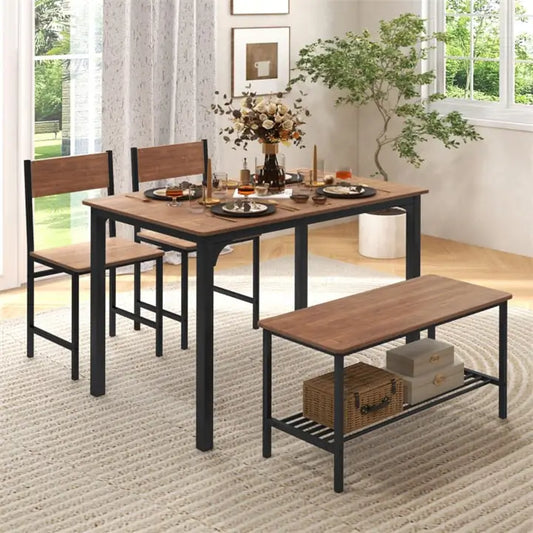 4 Pieces Rustic Dining Table Set