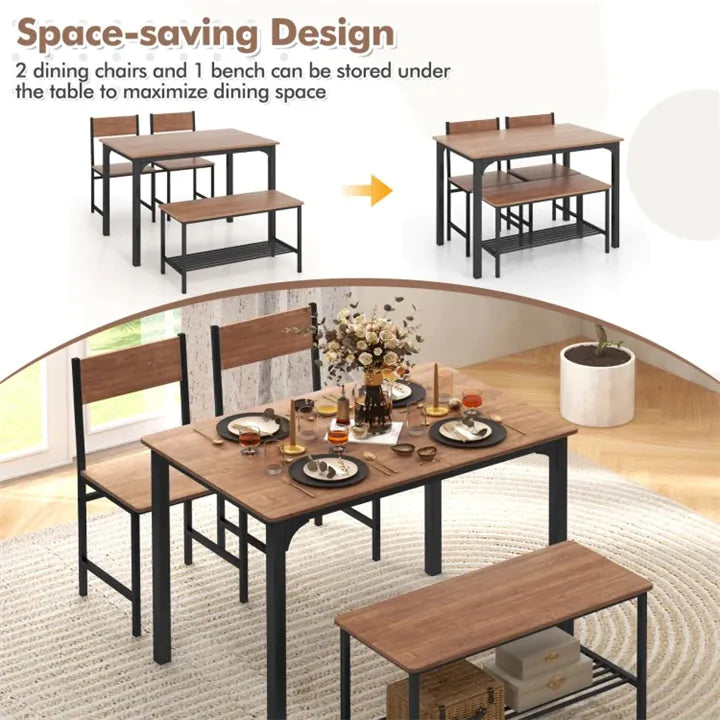4 Pieces Rustic Dining Table Set