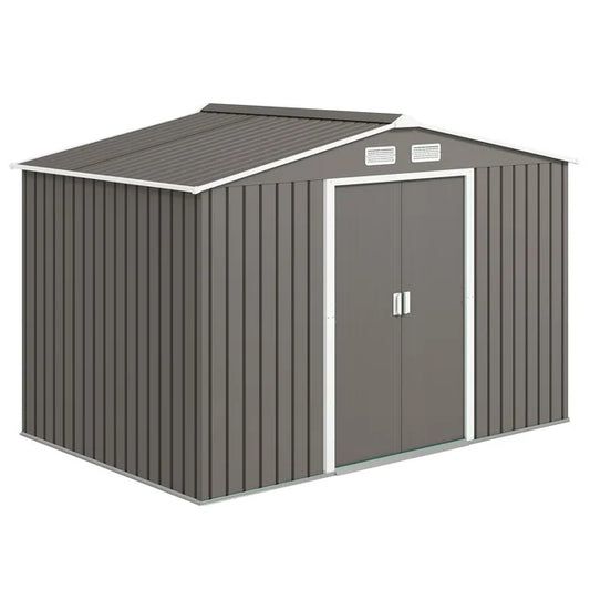 9.1'x 6.4' x 6.3' outdoor Storage Shed w/ Steel Foundation Kit