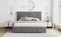 Bed Frame Grey Queen Size Storage Bed - Velvet Upholstered Platform Bed with Big Drawer,Bed Frame