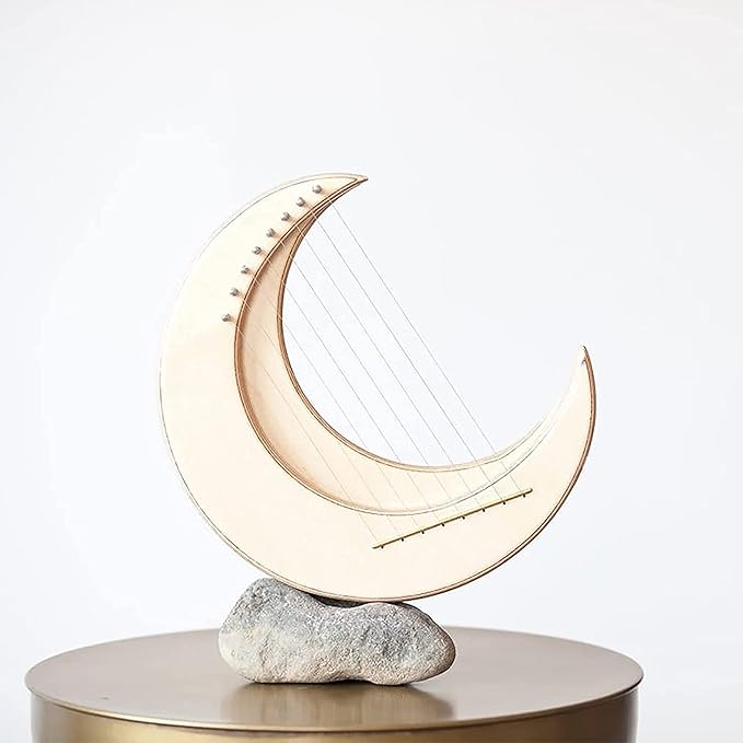 Lyre Harp 8/11 String Moon Shape Mahogany Harp Ornament, Portable Musical Stringed Instrument for Adult Children and Beginner, Gift Lira Arpa with Tuning Wrench, Pick, Strings and Bag