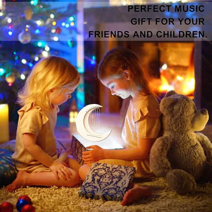 Lyre Harp 8/11 String Moon Shape Mahogany Harp Ornament, Portable Musical Stringed Instrument for Adult Children and Beginner, Gift Lira Arpa with Tuning Wrench, Pick, Strings and Bag