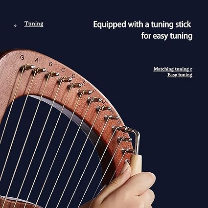 TTOBHF Lyre Harp 16/21/24 String Metal String Lyre, Professional Lap Harp Musical Instrument for Adult Beginner Music Amateurs(16-string-boarded-brown)