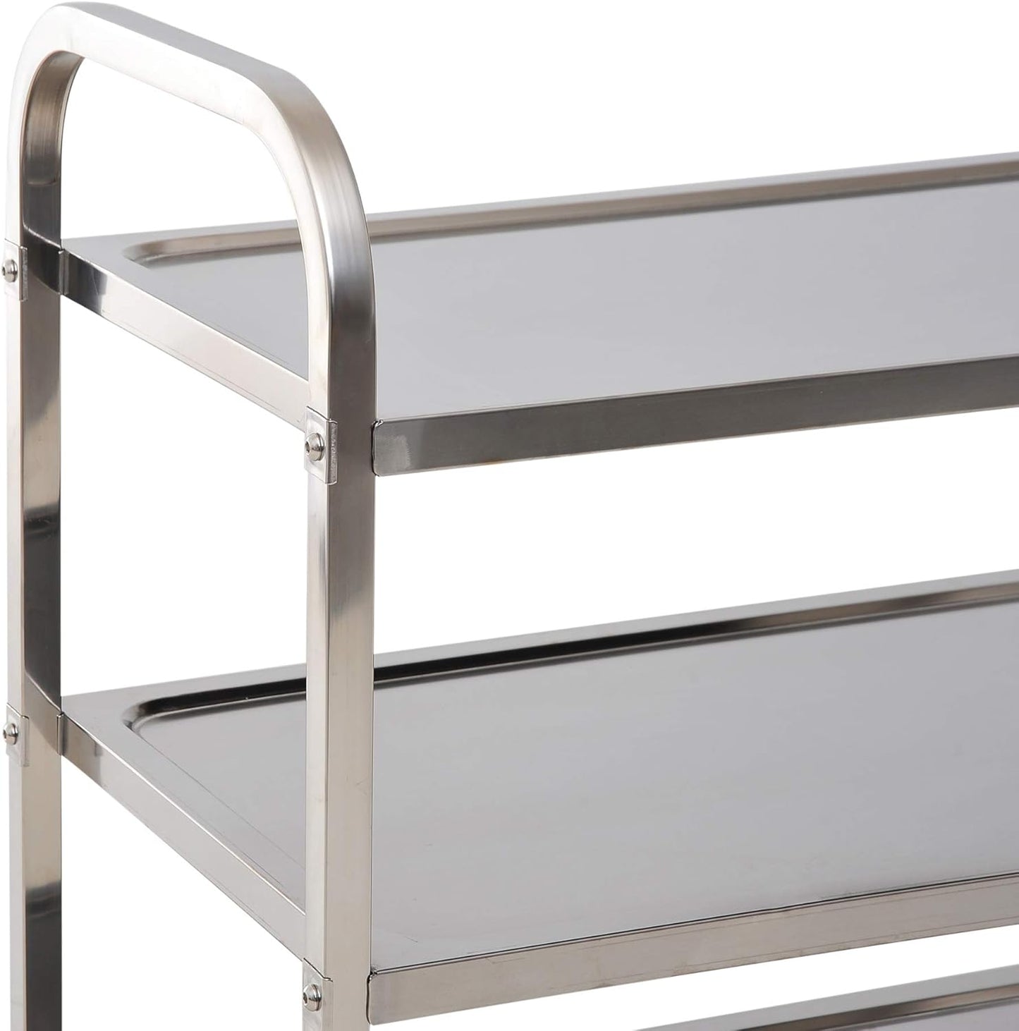 36" 3-Tier Kitchen Trolley Medical Treatment Laboratory Equipment Carts, Stainless Steel Rolling Kitchen Island, Wheeled Storage Utility Serving Cart, 330LBS Heavy Gauge