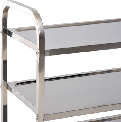 36" 3-Tier Kitchen Trolley Medical Treatment Laboratory Equipment Carts, Stainless Steel Rolling Kitchen Island, Wheeled Storage Utility Serving Cart, 330LBS Heavy Gauge