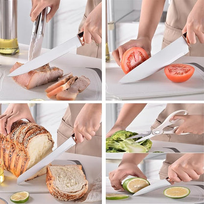 19 Piece Silicone Kitchenware Utensil Set Silicone Kitchen Utensils Set Heat Resistant Non-Stick Cooking Tool with Wooden Handles Silicone Cookware Set