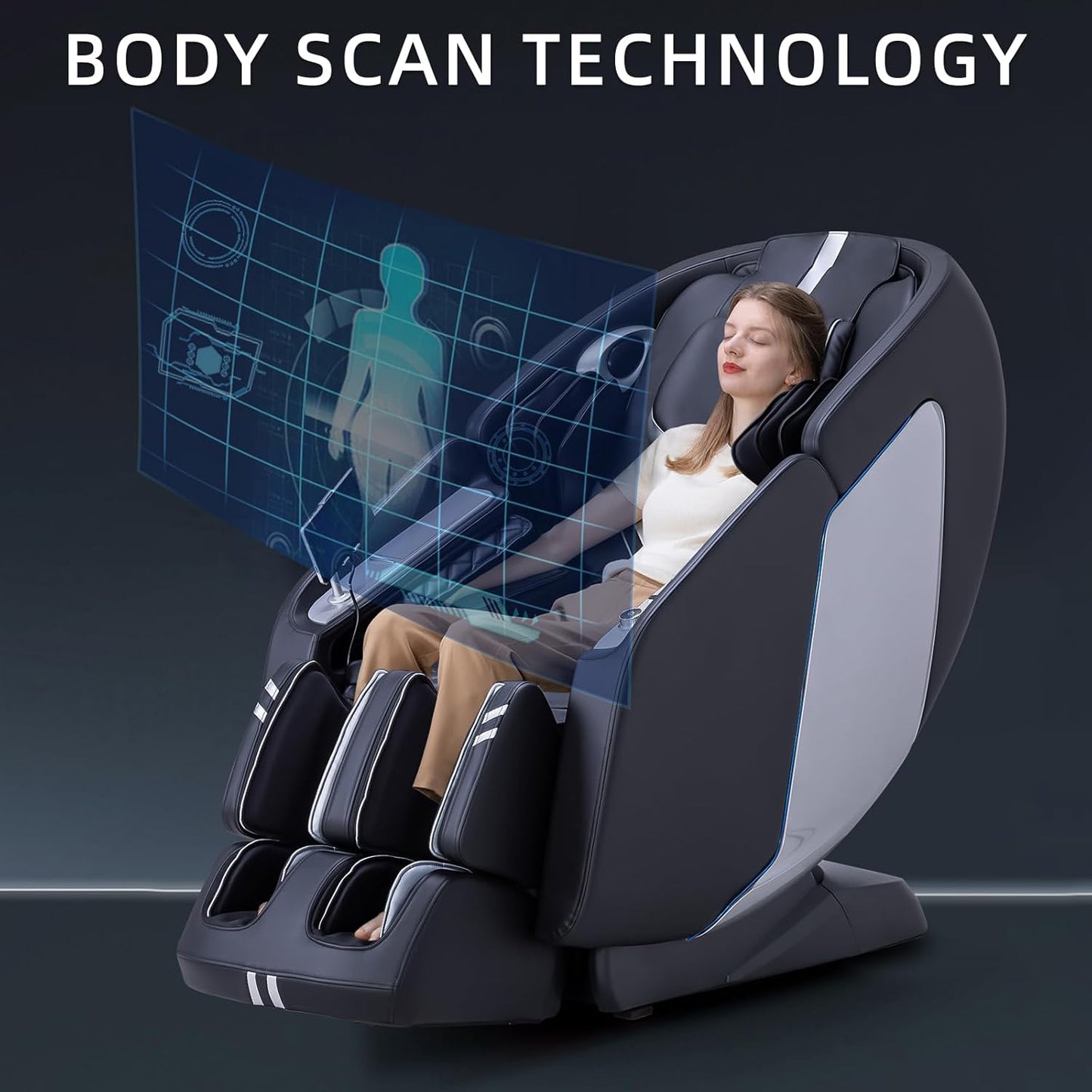 4D Massage Chair Full Body Massage Chair with Zero Gravity, Extended Footrest, SL Track, Yoga Stretch, Foot Rollers, and Heating Comfort with Mat & Cover (Black)