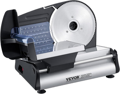VEVOR Meat Slicer, 7.5 inch Electric Deli Food Slicer, 180W Meat Cutter with Two Premium SUS420 Blades, 0-0.6 inch Adjustable Thickness, Food Slicer Machine for Meat, Hard Bread and Cheese, Home Use