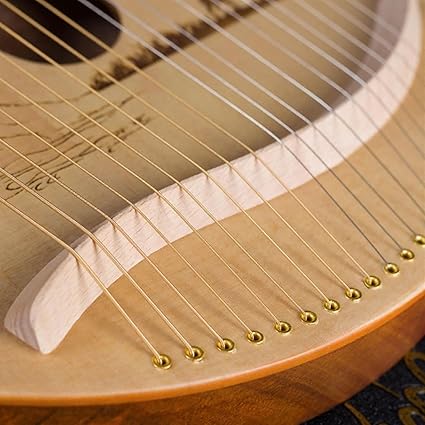 TTOBHF Lyre Harp 16/21/24 String Metal String Lyre, Professional Lap Harp Musical Instrument for Adult Beginner Music Amateurs(16-string-boarded-brown)