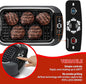 Techwood Indoor Grill Smokeless Grill, 1500W Indoor Korean BBQ Electric Tabletop Grill with Tempered Glass Lid, Removable Grill and Griddle Plates with Drip Tray, Gray
