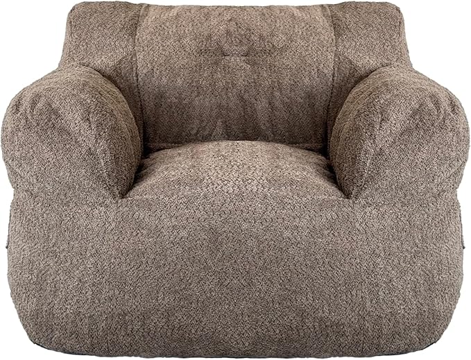 Bean Bag Chair with Filler, Bean Bag Sofa with Tufted Soft Stuffed Filling, Fluffy and Lazy Sofa, Comfy Cozy BeanBag Chairs with Memory Foam for Dorm, Apartment, Living Room (Brown)