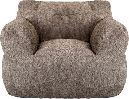 Bean Bag Chair with Filler, Bean Bag Sofa with Tufted Soft Stuffed Filling, Fluffy and Lazy Sofa, Comfy Cozy BeanBag Chairs with Memory Foam for Dorm, Apartment, Living Room (Brown)