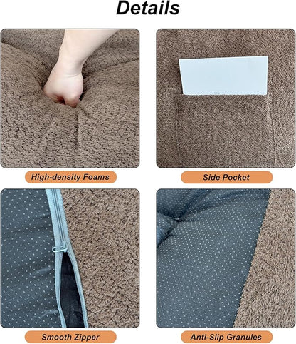 Bean Bag Chair with Filler, Bean Bag Sofa with Tufted Soft Stuffed Filling, Fluffy and Lazy Sofa, Comfy Cozy BeanBag Chairs with Memory Foam for Dorm, Apartment, Living Room (Brown)