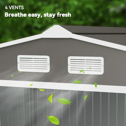 9.1'x 6.4' x 6.3' outdoor Storage Shed w/ Steel Foundation Kit