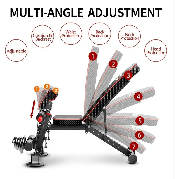 Foldable Heavy-Duty Adjustable Bench with Seven Angles