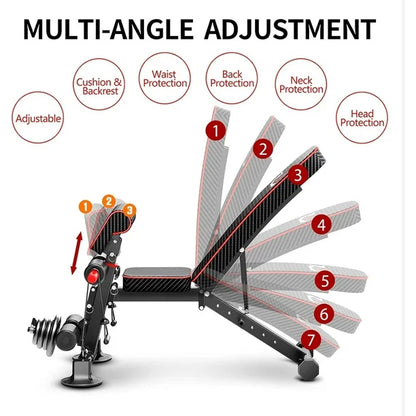 Foldable Heavy-Duty Adjustable Bench with Seven Angles