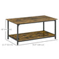 Industrial 2-tier Coffee Table with Storage Shelf, Rustic Brown, Wood Look Accent Furniture with Metal Frame